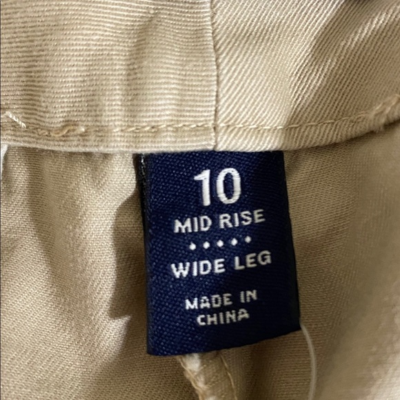 Lands' End Khaki Trousers mid rise wide leg women 10 casual office retro school - Picture 4 of 8